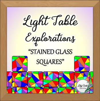 a wooden frame with the words light table expectations stained glass squares on it and an image of