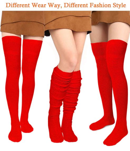 Thigh High Socks Boot Sock Women-Christmas Red Red Knee-high Winter Legwear, Knee-high Socks For Winter Stocking Stuffer, Red Knee-high Stockings For Winter, Red Stretch Knee-high Leg Warmers, Christmas Knee-high Socks For Stocking Stuffer, Casual Red Winter Stockings, Red Leg Warmers For Winter Stocking Stuffer, Red Knee-high Legwear For Winter, Red Fitted Knee-high Leg Warmers