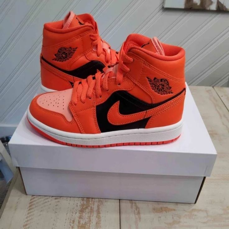 Style Number Dm3381-600 Us Men's Size 3.5 / Women's 5 Uk 3 Eu 35.5 New, With The Original Box, And Original Packaging. 100% Authentic All Items Were Bought Directly From A Nike Retail Store. Please Look At The Items Pictures And Ask Any Questions Before Placing An Order. All Orders Are Final. I Do Not Accept Returns. Have A Great Shopping Experience. Thanks You. Air Jordan 1 Mid Orange Black, Orange Sporty High-top Sneakers With Rubber Sole, Orange Sneakers With Boost Midsole For Streetwear, Sporty Orange High-top Sneakers For Streetwear, Orange Custom Sneakers With Contrast Sole, Sporty Orange Custom Sneakers With Contrast Sole, Sporty Custom Orange Sneakers With Contrast Sole, Urban Orange Sneakers With Rubber Sole, Orange Jordan Shoes For Streetwear