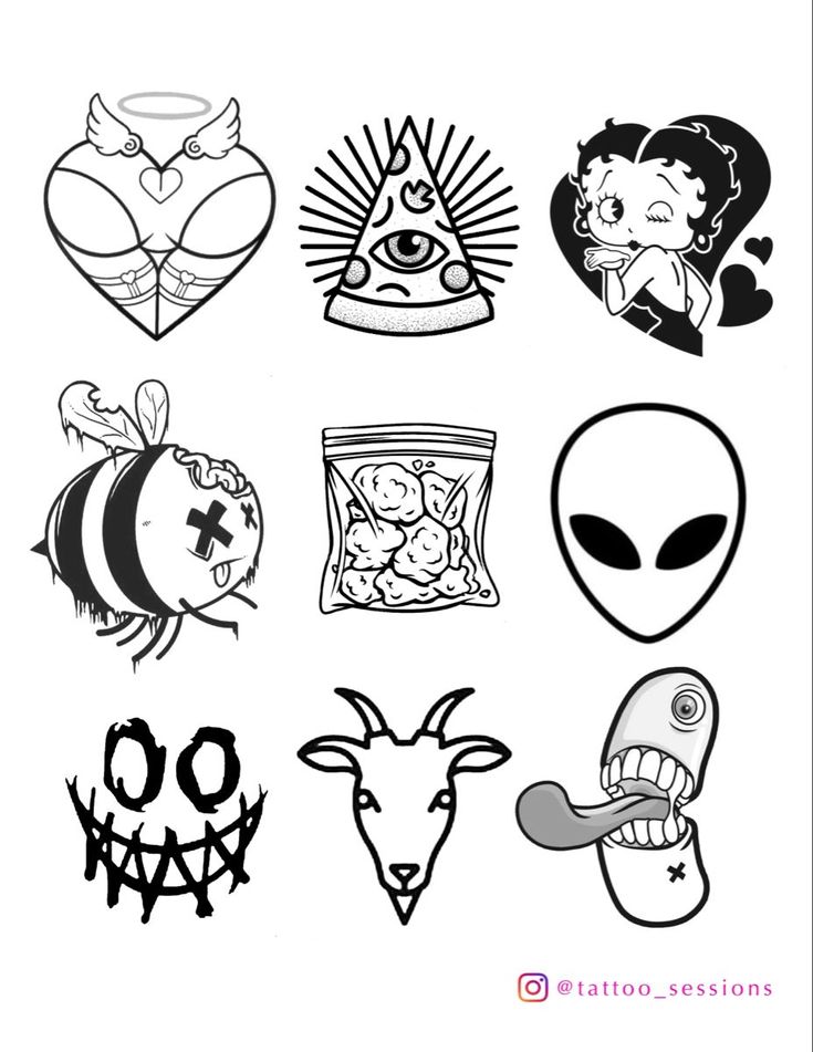 various stickers that are on the back of a sheet of paper with an image of aliens