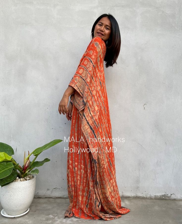 A-3 Orange Tie Dye Kaftan caftan beach resort vacation | Etsy Bohemian Maxi Length Kurta With Dupatta, Bohemian Maxi Kurta With Dupatta, Bollywood Style Kaftan With Dupatta For Summer, Traditional Summer Tunic With Dupatta, Traditional Summer Kaftan With Dupatta, Bohemian Summer Kaftan With Dupatta, Festive Dabka Kaftan For Festival, Traditional Bandhani Print Kaftan For Festive Occasions, Traditional Bandhani Print Kaftan For Festive Season