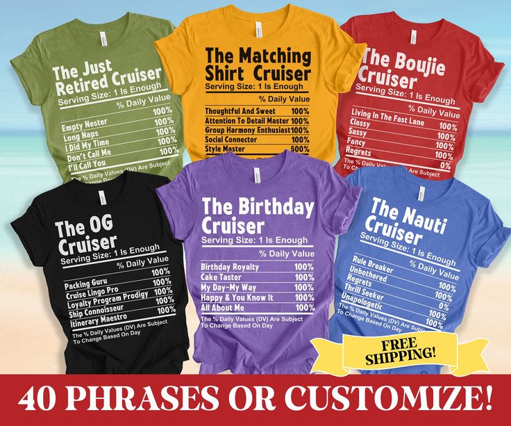 These Matching Family Cruise shirts are perfect for that family cruising birthday celebration! Pick up these funny nutrition facts Cruise Squad shirts for your group of friends or family! ------------------------------------------------------------------------------------------------------ 1. MAKE SURE THAT YOU HAVE READ ALL PERTINENT INFORMATION AND YOU HAVE SCROLLED THROUGH ALL OF THE PHOTOS. 2. ONCE THAT HAS BEEN COMPLETED, PICK YOUR SHIRT STYLE, SIZE, AND COLOR FROM THE DROPDOWN MENUS. 4. IF YOU HAVE MORE ITEMS TO ORDER, HIT THE BACK BUTTON AND REPEAT. 5. ONCE EVERYTHING IS IN YOUR CART, SELECT YOUR SHIPPING METHOD, INPUT YOUR CORRECT ADDRESS, AND HIT SUBMIT. 6. ENJOY :) ------------------------------------------------------------------------ OTHER IMPORTANT INFO ---------------------- 50th Birthday Cruise Shirts For Group, 50th Birthday Cruise, Birthday Cruise Shirts, Birthday Crew Shirts, Cruise Shirts Funny, Birthday Cruise Shirt, 50th Birthday Tshirts, Group Cruise Shirts, Washing And Drying Machine