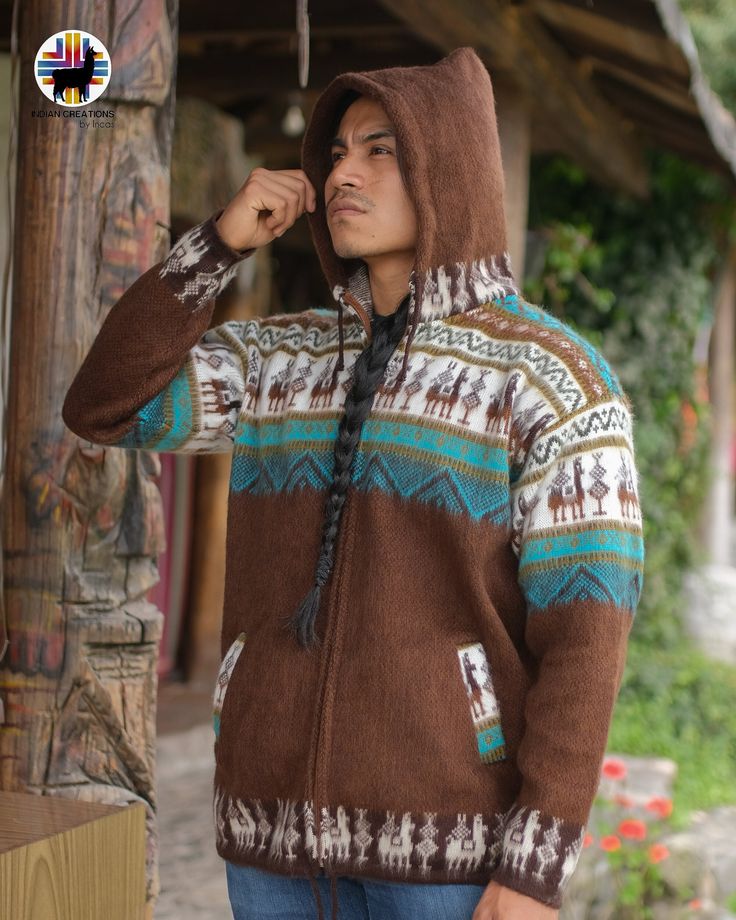 HANDMADE ALPACA JACKETS These jackets are handcrafted by Ecuadorian artisans in the Andes Mountains using the traditional foot loom technique. The luxurious alpaca jackets are beautiful and unique and will keep you warm during winter and fall with style. These jackets have zippers, hoods, and pockets. Women and men can wear them. ITEM DESCRIPTION These jackets are available in M, L, and XL. Please refer to the pictures for size measurements. MATERIAL 80% Alpaca 20% Acrylic PLACING AN ORDER We sh Artisan Cotton Outerwear For Fall, Cotton Outerwear For Fall, Traditional Winter Outerwear For Outdoor, Bohemian Outerwear With Pockets For Outdoor, Traditional Winter Outerwear With Pockets, Traditional Brown Outerwear For Fall, Traditional Hooded Winter Outerwear, Artisan Long Sleeve Cotton Outerwear, Traditional Multicolor Outerwear With Pockets