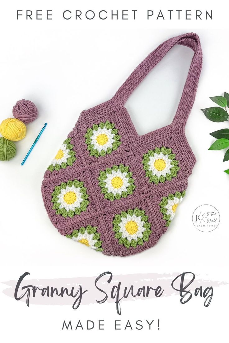 the granny square bag is made easy with this free crochet pattern and it's perfect for beginners