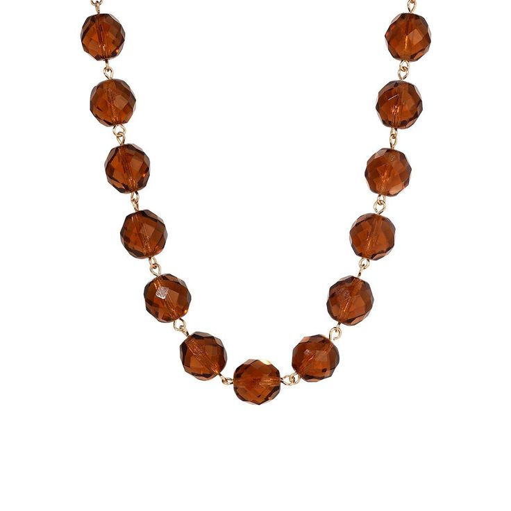 Featuring a mesmerizing array of round, fire-polished faceted beads, this 1928 necklace adds a touch of sophistication to any outfit. Featuring a mesmerizing array of round, fire-polished faceted beads, this 1928 necklace adds a touch of sophistication to any outfit. FEATURES Length: 0.45 in. Chain length: 16 in. + 2-in. extender Clasp: lobster-claw Metal: alloy Material: glass Plating: gold tone, silver tone Finish: polished Size: One Size. Color: Brown. Gender: female. Age Group: adult. Faceted Glass, Bead Strand, Strand Necklace, Faceted Bead, Glass Bead, Chain Lengths, Lobster Claw, Chain Length, Gender Female