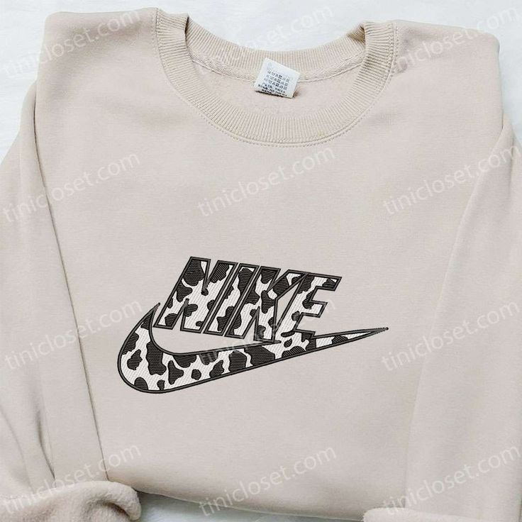 Cow Parrtern x Nike Embroidered Hoodie, Inspired Nike Embroidered Shirt, Best Gift for Family Cow Print Sweater, Nike Inspired, Best Family Gifts, Maroon Hoodie, Embroidered Shirts, Nice Clothes, Nike Brand, The Cow, Hoodie Material