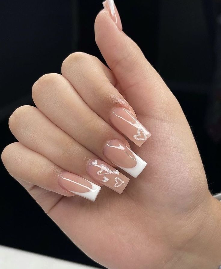 Acrylic Nails Nude, 2023 Nail, White Acrylic Nails, French Tip Acrylic Nails, Short Square Acrylic Nails, Bling Acrylic Nails, Acrylic Nails Coffin Short, Short Acrylic Nails Designs, Pink Acrylic Nails