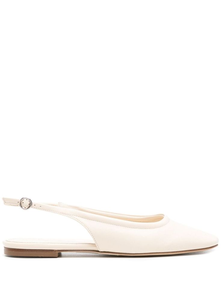 cream white calf leather square toe buckle-fastening ankle strap branded leather insole low stacked heel leather outsole Ballerina Shoes, Leather Slippers, Silver Shoes, Nappa Leather, Blue Shoes, Stacked Heel, Cream White, Calf Leather, Black Shoes