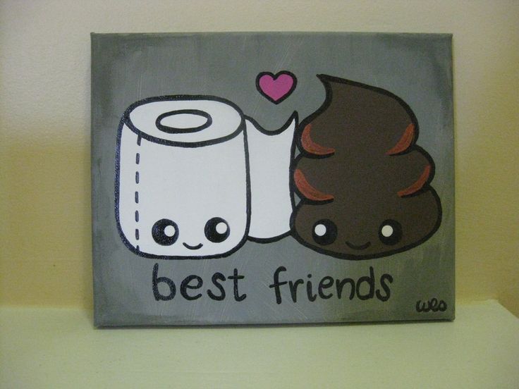 a painting with the words best friends written on it and two poop shaped objects