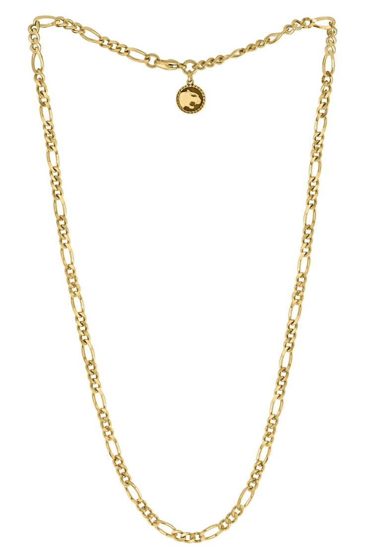 Bring polished style to your wardrobe with this elegant figaro chain necklace crafted in 14-karat gold-plated sterling silver. 22" length Lobster clasp closure 14k-gold plate/sterling silver Made in USA of imported materials Gold-tone Figaro Chain Jewelry For Formal Events, Classic Gold Figaro Chain Necklace, Classic Gold-tone Figaro Chain Necklace, Classic Gold-tone Figaro Chain Jewelry, Sterling Silver Figaro Chain Necklace, Gold Chain Men, Silver Figaro Chain Necklace, Silver Figaro Chain, Polished Style