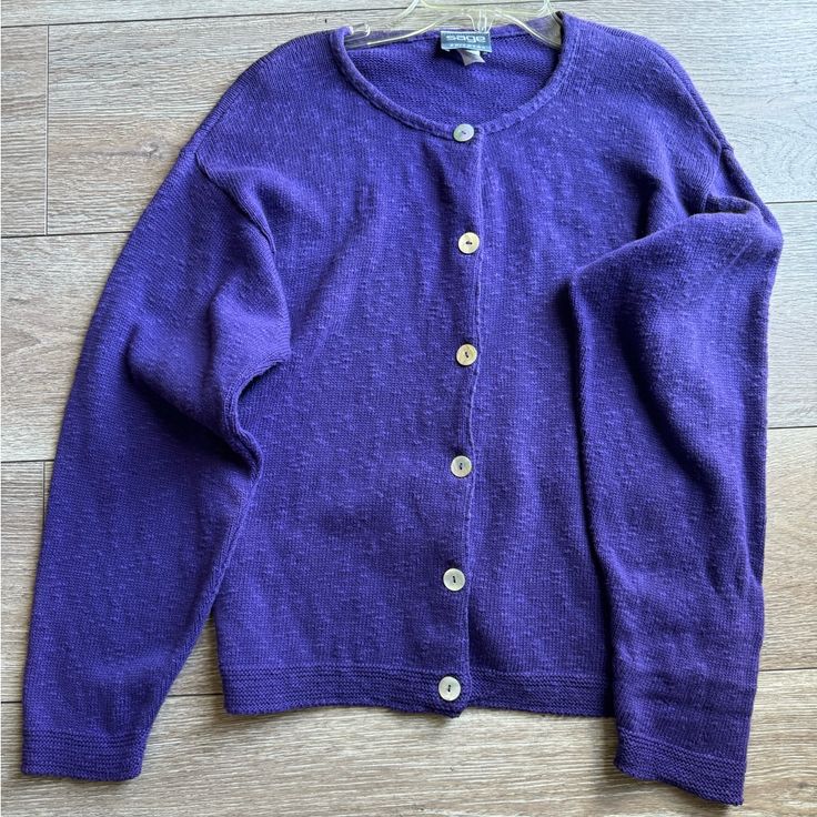 Cute Purple Cardigan Women Size M New And Never Worn Cozy Crew Neck Fine Knit Outerwear, Cozy Fine Knit Crew Neck Outerwear, Casual Fine Knit Wool Cardigan, Purple Long Sleeve Sweater For Work, Long Sleeve Purple Sweater For Work, Purple Wool Long Sleeve Sweater, Casual Cashmere Tops With Buttons, Casual Fine Knit Long Sleeve Outerwear, Casual Long Sleeve Fine Knit Outerwear