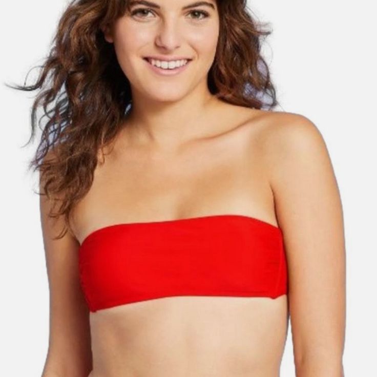 New Bikini Top. Top Only! X-Small Shown In Pictures 3-9. Small Shown In Pictures 10-15. Features Nylon / Spandex / Polyester Blend Removable Padding Adjustable Tie Back Comes With Adjustable Halter Strap Red Bandeau Tube Top With Built-in Bra, Strapless Bra-friendly Beachwear Tube Top, Strapless Seamless Tube Top For Sunbathing, Strapless Bra Friendly Swimwear For Beach Party, Strapless Tube Top With Built-in Bra For Sunbathing, Solid Strapless Tube Top For Beach Season, Red Strapless Tube Top For Beach, Seamless Strapless Tube Top For Beachwear, Strapless Bra-friendly Tube Top For Vacation