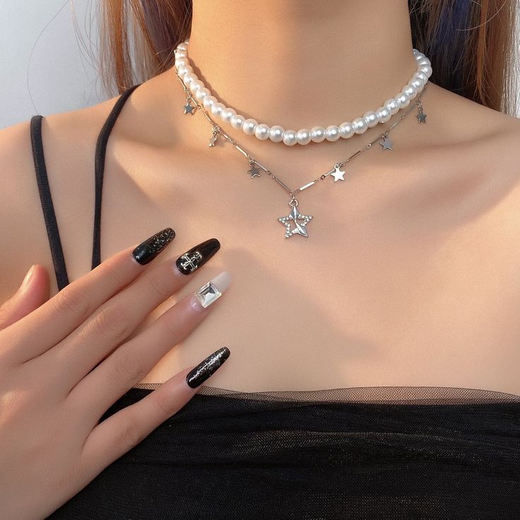 Length: 41-50cm Choker Necklace Silver, Pearl Choker Necklace, Pearl Choker, Star Pendant, Necklace Silver, Silver Necklaces, Faux Pearl, Choker, Choker Necklace