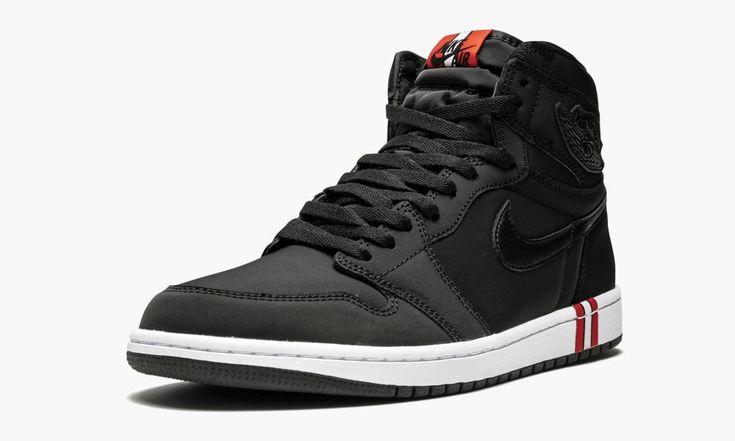 The PSG x Air Jordan 1 High is the second shoe to release as part of the 2018 collaboration between the Paris Saint-Germain Football Club and the Jumpman.  In a color scheme inspired by the French soccer team’s uniforms, the premium construction features the iconic silhouette in an all-black upper constructed in smooth satin with semi-glossy leather for the Swooshes and “Wings” logo patches.  The white midsole is accented with a black, red, and white stripe, which is mirrored on the “Nike Air” t Air Jordan 12 Retro, Jordan 7, Womens Air Jordans, Air Jordan 5 Retro, Jordan 12 Retro, Air Jordan 5, Air Jordan 6, Air Jordan 1 High, Air Jordan 1 Low