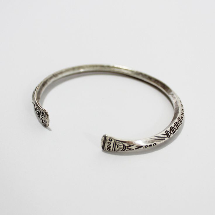 Peaked Hill Tribe Bracelet - Small World Goods Northern Thailand, Pure Silver, Silver Bracelet, Women Wear, Carving, Pure Products, Silver