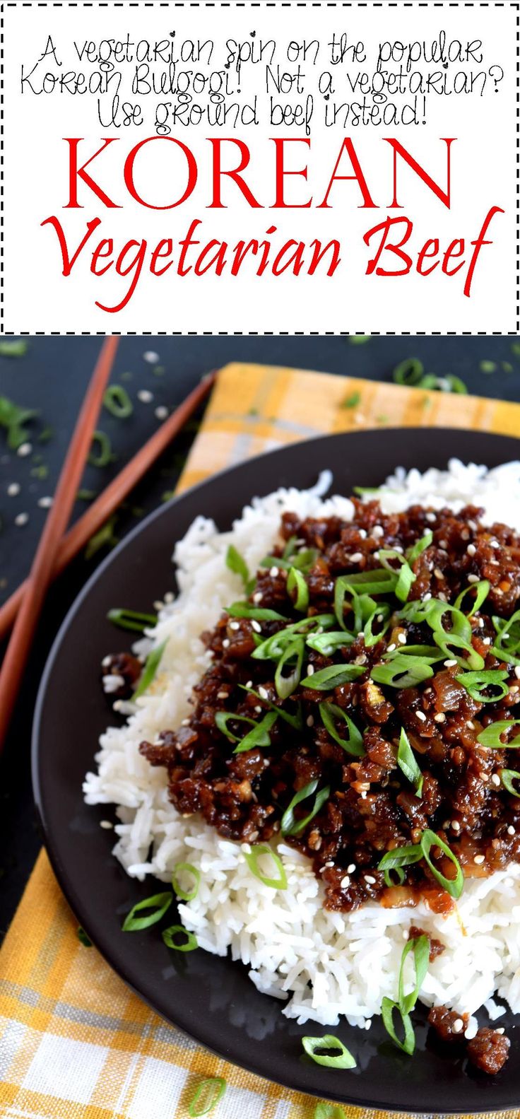 korean beef and rice on a plate with chopsticks