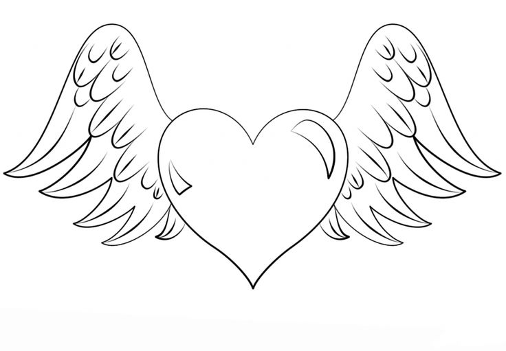 a heart with wings drawn in the shape of a heart