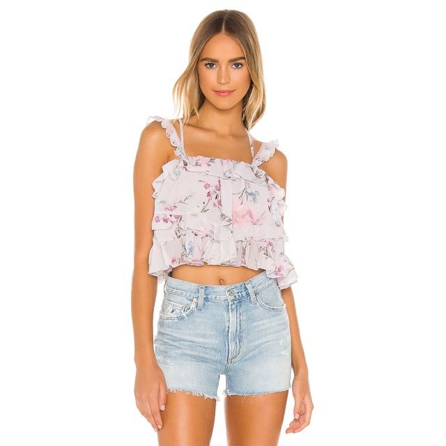 Tularosa Helena Lilac Floral Top Size Xxs Cute Ruffley Cropped Floral Top New With Tags Size Xxs Bandeau Crop Top, Tiered Tops, Ruffle Crop Top, Wrap Crop Tops, Scarf Top, Georgette Fabric, Floral Crop Tops, Lace Crop Tops, Floral Ruffle