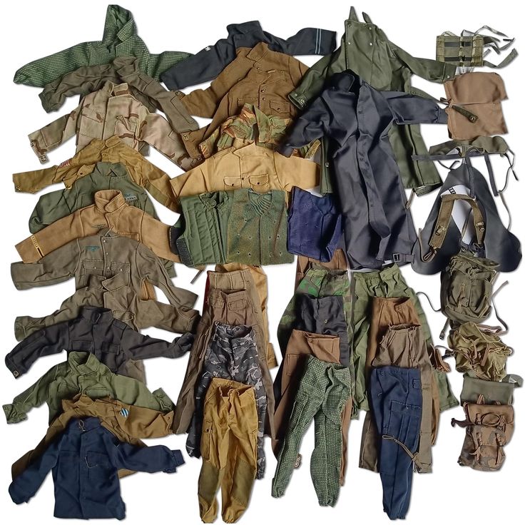 PRICES MAY VARY. WHAT CAN YOU GET:50 Pieces Figure Doll Clothes=17PCS Fashion top+3Pcs vest jackets+2Pcs windbreak +14Pcs pants+11pcs bag&Accessories,Fit for 12 inch Gi JOE Male Military Action Figure Body(Figure not include,Random style) HIGH QUALITY MATERIALS:Figure doll Clothes ,Figure doll Pants,Figure doll bag&Accessories are all made of soft, comfortable, safe and durable materials.Using press buttons design , it's easy to put on and take off, perfect for 12 inch dolls. UNIQUE DESIGN: This Survival Clothes, Military Clothes, Vest Jackets, Army Clothes, Buttons Design, Doll Bag, Military Action Figures, Clothes Pants, Random Style