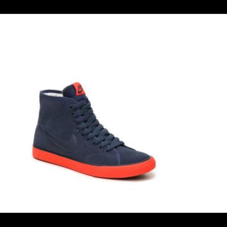 -Suede Outside -Blue And Orange -Fur Inside -High Top -Rubber Soles Nike Suede Sneakers With Rubber Sole, Orange Suede Sneakers For Streetwear, Orange Suede Lace-up Sneakers, Casual Suede High-top Sneakers For Fall, Nike Sporty Suede High-top Sneakers, Navy Leather Lace-up Skate Shoes, Nike Suede Lace-up Skate Shoes, Sporty Suede Skate Shoes With Round Toe, Orange Suede High-top Sneakers