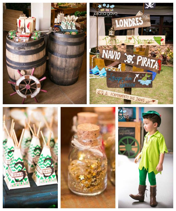 a collage of photos with food and decorations on it, including a wooden barrel