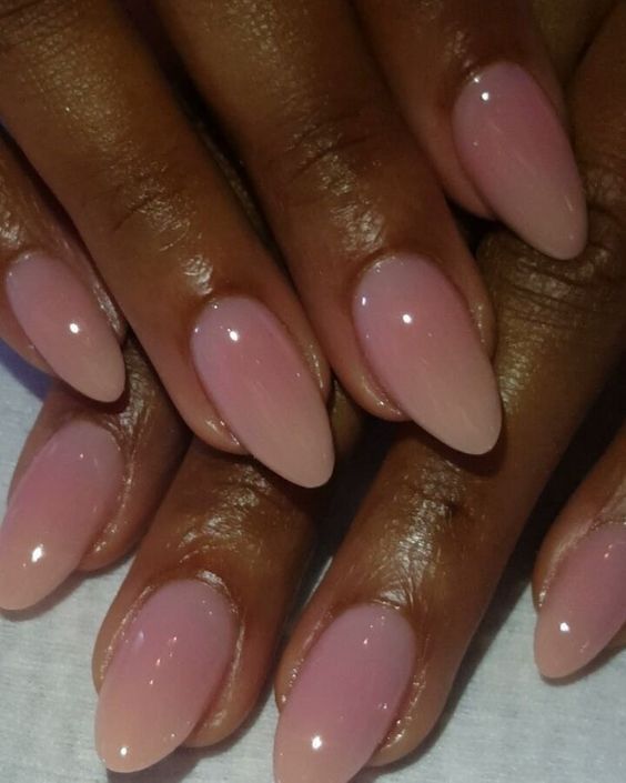 Trendy Nails French Tip Ombre, Gel X Shapes, Natural Cute Nail Designs, Simple Pointy Nails, Subtle Ombré Nails, Flesh Pink Nails, Neutral Pink Nails Almond, Natural Pink Jelly Nails, Dip Jelly Nails