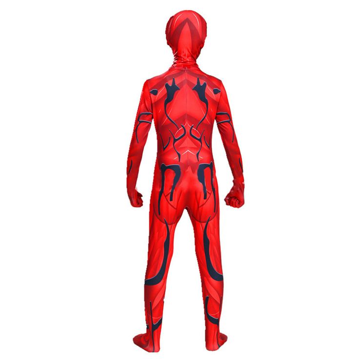 Our Kid Carnage Cosplay Costume From Venom allows you to become a youthful version of the infamous villain Carnage, perfect for adding a twist to your cosplay or Halloween celebrations. It features a striking and menacing red and black design, capturing the essence of Carnage's symbiotic nature. Specifications: Material: Polyester Package included: Jumpsuit Size Chart (Inches): Size Height Bust Waist Hip S 37.4-41.3 22.8 20.5 22.8 M 41.3-45.3 24.4 22.0 24.4 L 45.3-49.2 26.0 23.6 26.0 XL 49.2-53. Anime Style Red Cosplay Costume For Themed Events, Red Anime Cosplay Costume For Themed Events, Red Anime Costume For Cosplay Events, Sci-fi Halloween Cosplay Costume, Fitted Red Cosplay Costume, Fitted Red Cosplay Costume For Events, Red Fitted Costume For Halloween, Fitted Red Costume For Halloween, Red Fitted Costume For Themed Events