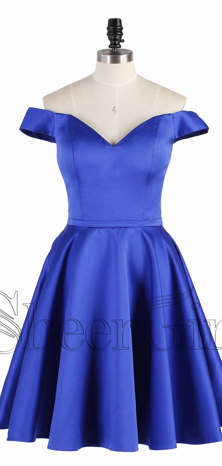 Royal blue v-neck short homecoming dress.#graduationparty #homecomingdresses #homecomingdress #homecoming #hoco2k19 #shortpromdresses #homecomingdressesshort #promdressesshort Blue Satin Finish Dress With Fitted Bodice, Blue Satin Finish Evening Dress For Prom, Fitted A-line Satin Homecoming Dress, Blue Satin Dress With Fitted Bodice, Blue Satin Dress For Prom, Blue Satin Finish Dress For Prom, Blue A-line Satin Dress For Spring, Short Sleeve Satin Evening Dress For Prom Season, Blue Satin Dresses With Satin Finish