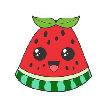 a watermelon with a green leaf on it's head, and eyes