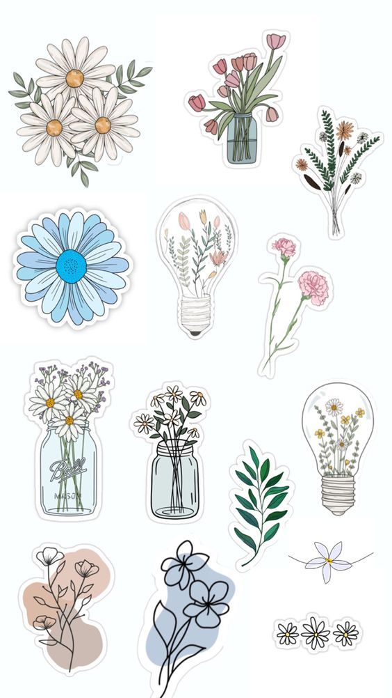 various stickers with flowers and plants in them