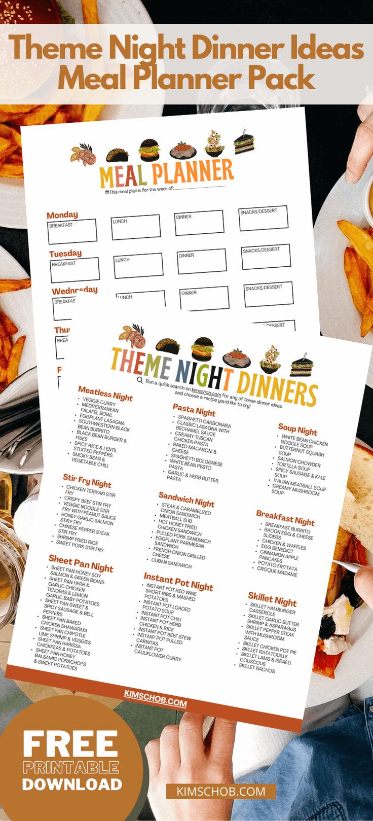 a meal planner is shown on top of a plate with fries and other food items