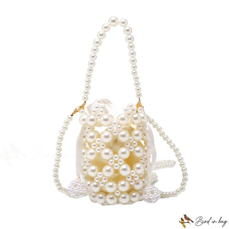 Bird in Bag - Bag female design new pearl handbag fashion pearl shoulder bag cross bag Pearl Beaded Bag, Pearl Handbag, Acrylic Bag, White Fairy, Female Design, Bucket Purse, Street Trends, Cross Bag, Beaded Bags