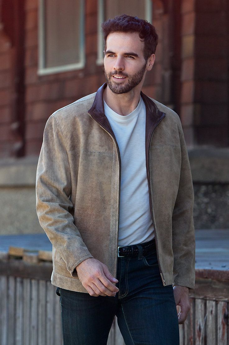 Men's Saratoga Distressed Lambskin Leather Jacket by Overland Sheepskin Co. (style 29323) Rugged Leather Jacket With Zipper Closure, Rugged Leather Outerwear With Zipper Closure, Rugged Fall Outerwear With Zip Fly, Rugged Leather Jacket With Long Sleeves For Spring, Classic Suede Leather Jacket With Zipper, Rugged Outerwear With Zipper For Fall, Rugged Fall Outerwear With Zipper Closure, Rugged Suede Leather Jacket For Fall, Rugged Outerwear With Zipper Closure For Fall