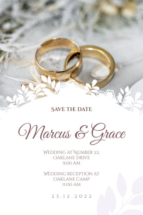 two wedding rings on top of each other with the words save the date written below