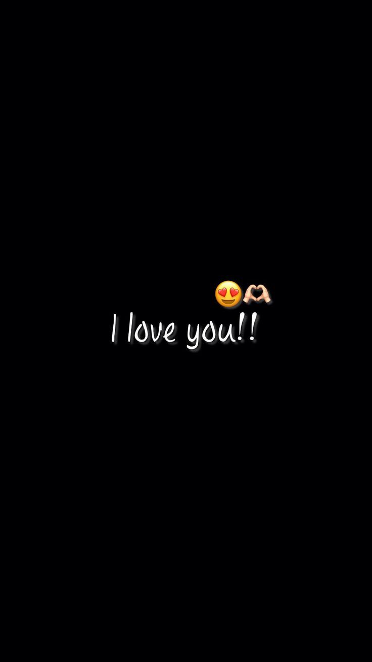 the words i love you written in white on a black background with an emoticive smiley face