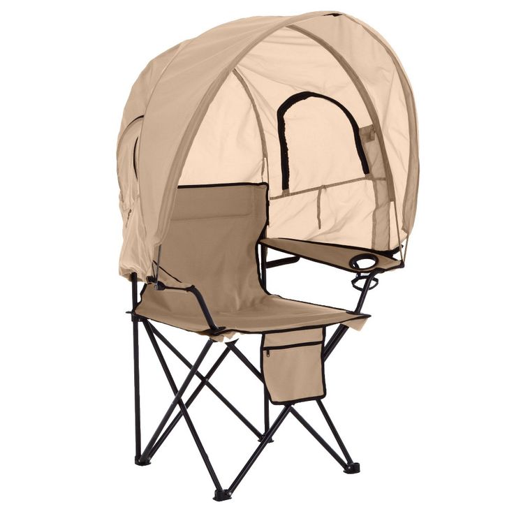 an outdoor chair with a canopy on top