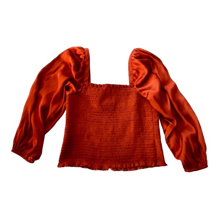 J. Crew Womens Longsleeve Smocked Top Red - More Like Brick Color. Medium Square-Neck Cropped Blouse This Is A Brand New J. Crew Women's Long Sleeve Smocked Top In A Beautiful Shade Of Brick Red. The Top Is A Medium Size And Features A Square Neckline And Cropped Style. The Blouse Is Made With High-Quality Materials And Is Perfect For A Casual Or Dressy Occasion. The Smocked Design Adds A Touch Of Elegance To The Top, Making It A Versatile Addition To Any Wardrobe. The Top Is Still In Its Origin Chic Smock Peasant Top For Fall, Casual Smocked Top With Gathered Sleeves For Fall, Casual Smocked Top With Elastic Sleeves For Fall, Casual Smock Blouse With Lantern Sleeves, Chic Long Sleeve Peasant Top With Smocked Back, Casual Smocked Top With Lantern Sleeves, Red Fitted Puff Sleeve Top, Fall Smocked Top With Square Neck, Fall Ruched Top With Square Neck