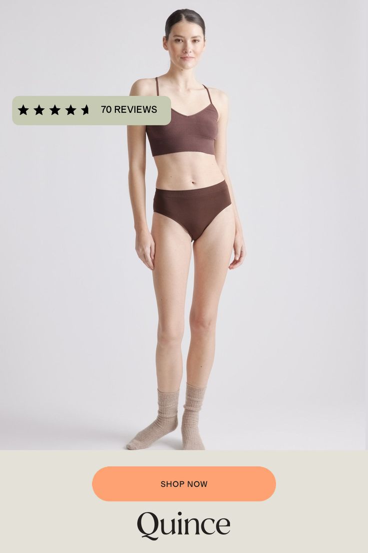 With a barely-there feel, this seamless style smooths and flatters to ensure you're comfortable throughout the day. It is the perfect foundation for any outfit.  | Quince | Women's Comfort Rib T-Back Bralette in Cocoa, Size Small/Medium, Nylon Minimal Stretch No-show Bra, Solid Color No-show Bra With Minimal Stretch, Seamless Minimal Stretch No-show Bra, Perfect Foundation, Life Savers, Quince, Bralette, Cocoa, Foundation