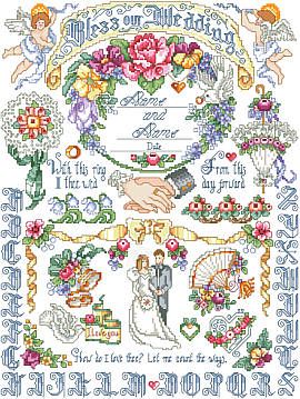 a cross stitch pattern with flowers and hands holding each other