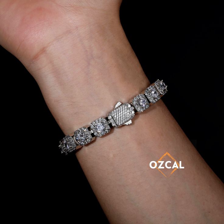 Silver lab grown diamond bracelet, Boyfriend gift ideas, Iced out moissanite bracelet with box clasp Welcome to OZCAL Jewelry! ✦ Our new unisex Cluster Moissanite tennis bracelet ✦ Material: VVS Moissanite, Rhodium plated Solid 925 Sterling silver ✸ Solid 925 Sterling silver ✸ Easy pass the Diamond tester ✸ 18K 5-Layer Real gold plating, up to 0.38um ✸ VVS1 Clarity ✸ Round Brilliant Cut ✸ Lifetime Warranty ✸ Diamond color: Clearly White ✸ Lead, Nickel and Cadmium free ✸ Hypoallergenic ✸ No fadin Elegant Silver Cuban Link Bracelet, Tarnish Resistant, Silver Cuban Link Bracelet Gift, Elegant Iced Out Bracelets For Gifts, Elegant Iced Out Bracelet For Gift, Dazzling Cubic Zirconia Bracelets For Gifts, Dazzling White Bracelet Perfect For Gifts, Bling Cuban Link Bracelet Gift, Dazzling Jubilee Bracelet Jewelry Gift, Dazzling Jubilee Bracelet