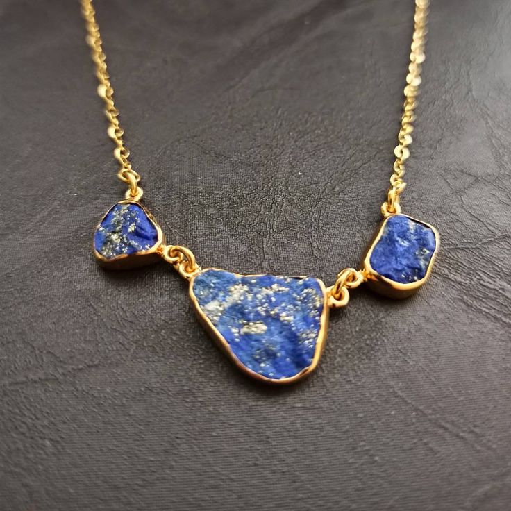 Hand made, sterling silver, natural uncut lapis lazuli necklace, with a yellow gold finish. Gold Lapis Lazuli Gemstone Necklace, Gold Lapis Lazuli Pendant Necklace, Hollow Aesthetic, Rose Gold Heart Necklace, Pixie Hollow, Sterling Silver Heart Necklace, Lapis Lazuli Jewelry, Lapis Lazuli Necklace, Rose Gold Heart