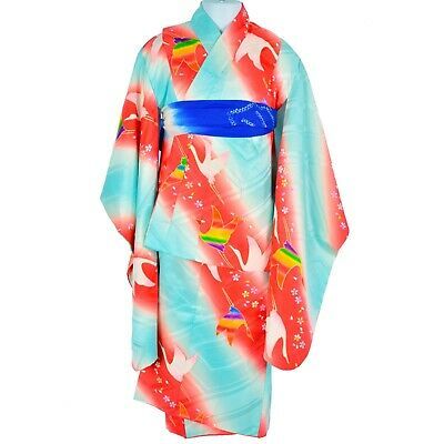 (eBay) Kimono for older kids /Very Good Condition/Blue Colorful Tsuru kimono,97~130 cm Japanese Cranes, Red Kimono, The House, Kimono Top, Conditioner, Collectibles, Japan, Red, Women's Top