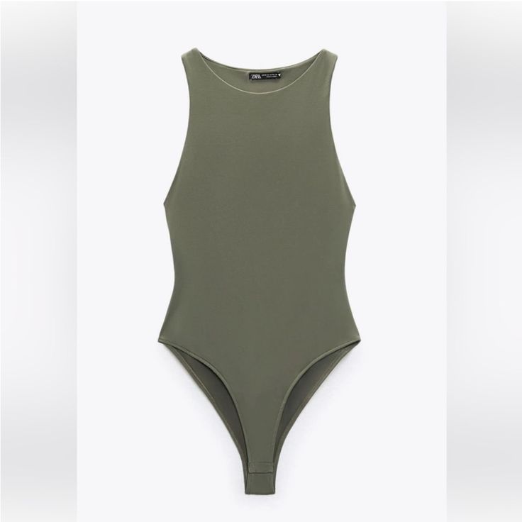 Zara Bodysuit. Color Olive Green. Size Small. Nwt. Never Worn. Zara Green Summer Bodysuit, Zara Green Stretch Bodysuit, Green Stretch Bodysuit By Zara, Zara Green Fitted Bodysuit, Trendy Bodysuit By Zara, Trendy Zara Sleeveless Bodysuit, Trendy Sleeveless Zara Bodysuit, Zara Trendy Sleeveless Bodysuit, Zara Summer Stretch Bodysuit