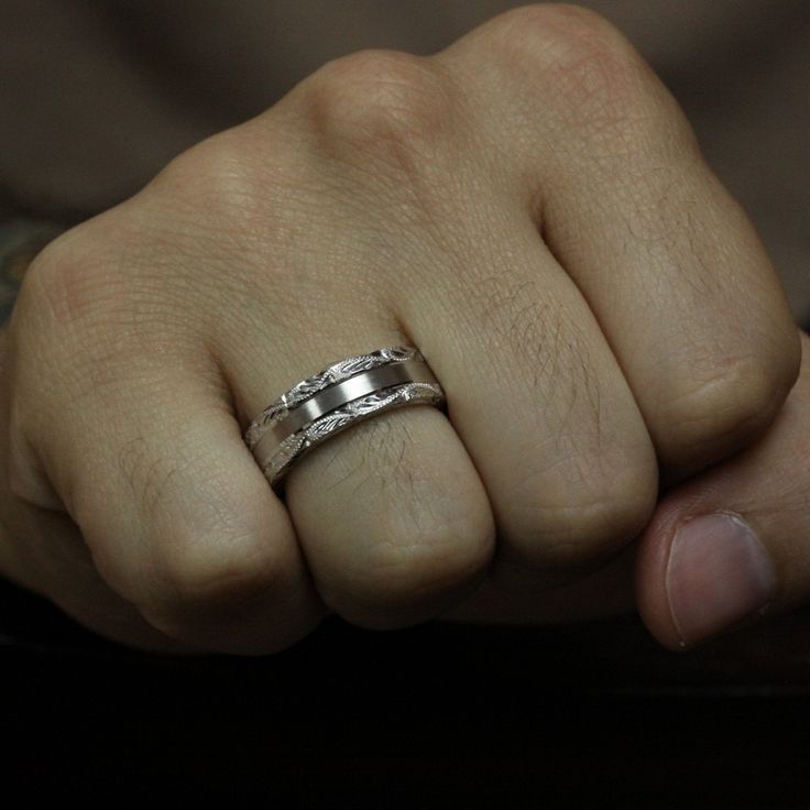 a man's hand with a ring on it