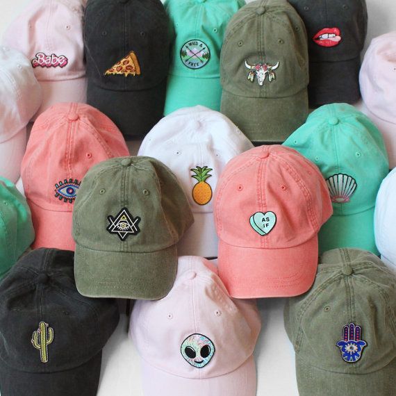 Baseball Hat with Embroidered Patch - Your Choice of Patch & Cap Color!  Dad Hat / Cap Cheap Embroidered Patch Baseball Cap With Curved Brim, Cheap Embroidered Baseball Cap One Size, Hats With Patches, Curved Brim, One Size Fits Most, Trendy Green Hat With Embroidered Logo, Trendy Baseball Cap With Patches And Curved Brim, One Size Snapback Hats With Patches, Trendy Snapback Hat With Patches And Curved Brim, Pink Cap With Patches, Casual Pink Hats With Logo Patch