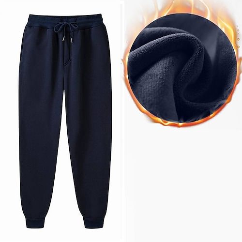 Season:Winter,Spring; Fabric:Polyester; Gender:Men's; Style:Casual; Occasion:Daily; Fit Type:Regular Fit; Function:Comfort,Soft,Warm; Waistline:Mid Waist; Pattern:Solid Color; Design:Elastic Waist,Side Pockets,Fleece; Pants Type:Joggers,Fleece Pants,Winter Pants,Joggers,Trousers,Sweatpants; Fly Type:Drawstring,Elasticity; Front page:FF; Listing Date:10/18/2022; Hips:null; Length:null; Waist:null; Fit US Size:null; Fit UK Size:null; Fit EU Size:null Cozy Fit Winter Joggers, Winter Cozy Joggers, Cozy Pants With Pockets For Winter, Cozy Fleece Joggers For Winter, Cozy Winter Pants With Pockets, Cozy Cotton Sweatpants For Winter, Solid Fleece Pants For Fall, Fleece Pants For Fall, Winter Fleece Sweatpants With Ribbed Waistband