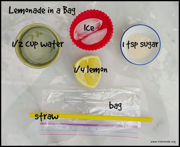 the ingredients to make lemonade in a bag