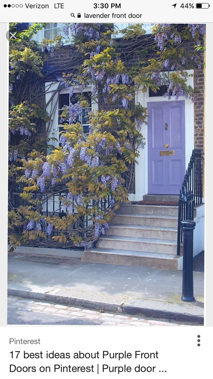 an instagram photo of a house with wisters growing on the front door