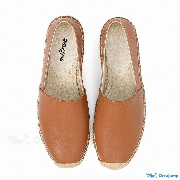 Orcajump - Creative Casual Leather Breathable Platform Shoes with Thick Soles Brown Synthetic Slip-ons With Rubber Sole, Brown Slip-ons With Rubber Sole And Flat Bottom, Brown Closed Toe Slip-ons With Rubber Sole, Brown Synthetic Flats With Rubber Sole, Beige Closed Toe Slip-ons With Rubber Sole, Synthetic Leather Shoes With Cushioned Footbed, Beach Slip-ons With Leather Sole And Round Toe, Faux Leather Flats With Rubber Sole, Faux Leather Slip-on Flats With Rubber Sole