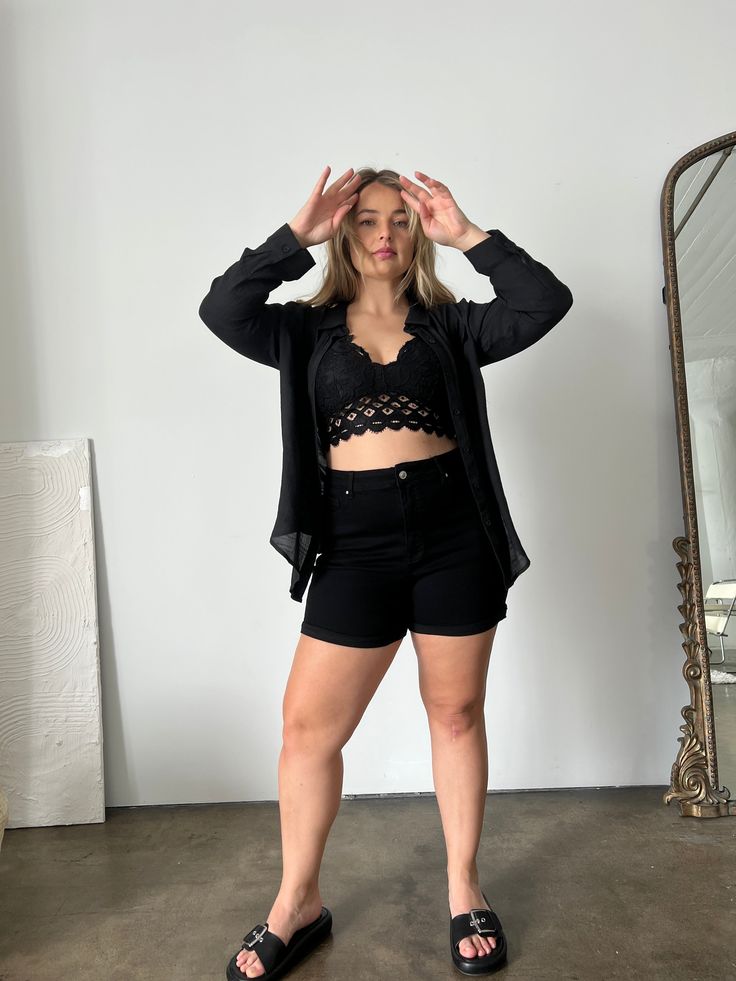 Plus Size Classic Denim Shorts Plus Size Bottoms Black 1XL -2020AVE Classic Denim Shorts, Waxed Jeans, Plus Size Shorts, Black Denim Shorts, Medium Blue, Bathing Suit, Wardrobe Staples, Jean Shorts, Bathing Suits